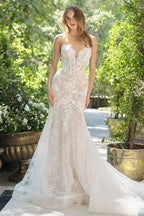 Vestido de Novia Corte Sirena con Encaje Floral y Fondo Nude - Andrea & Leo Couture WL072