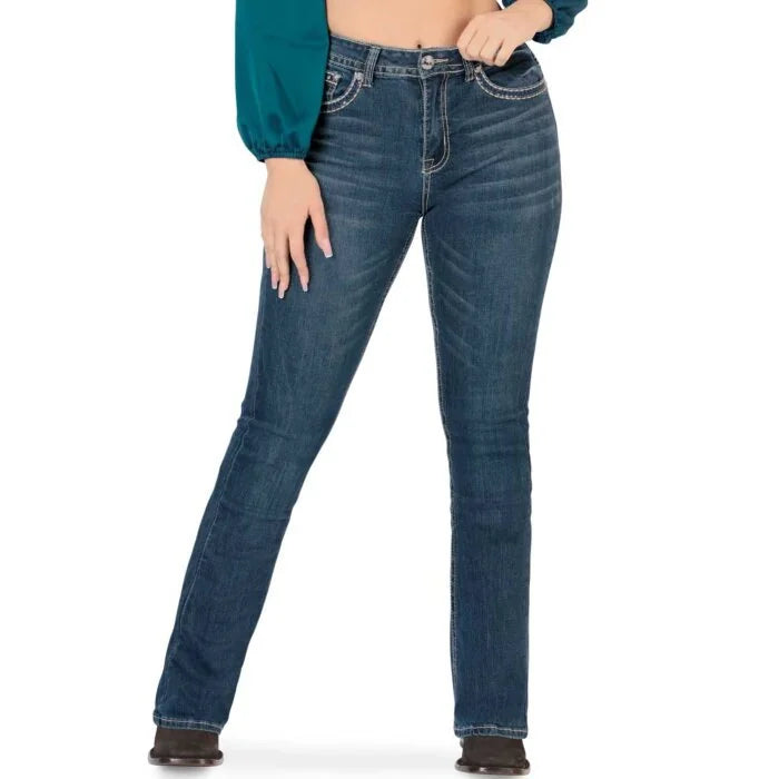 Jeans Vaqueros Bootcut Med Blue para Mujer Lamasini 766