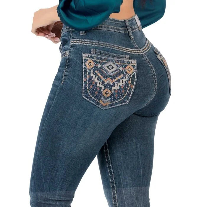 Jeans Vaqueros Bootcut Med Blue para Mujer Lamasini 766