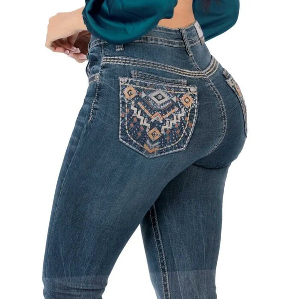 Jeans Vaqueros Bootcut Med Blue para Mujer Lamasini 766