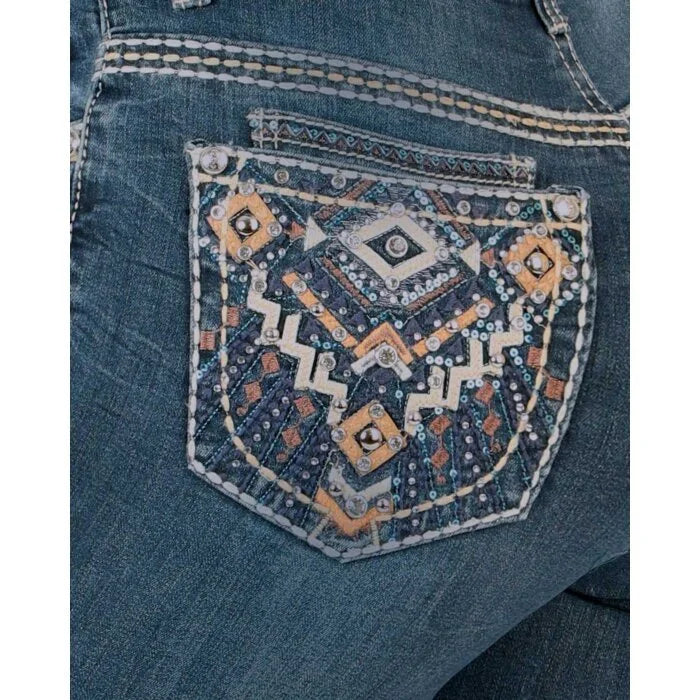 Jeans Vaqueros Bootcut Med Blue para Mujer Lamasini 766